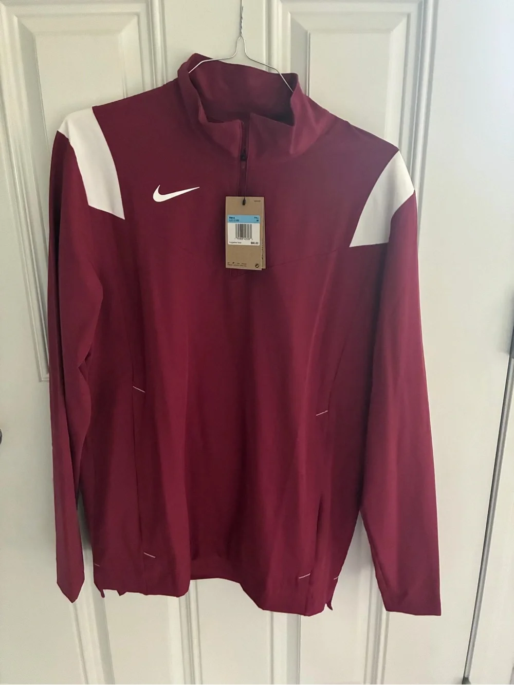 Nike Maroon and White 1/4-Zip Performance Jacket NWT Men’s Medium